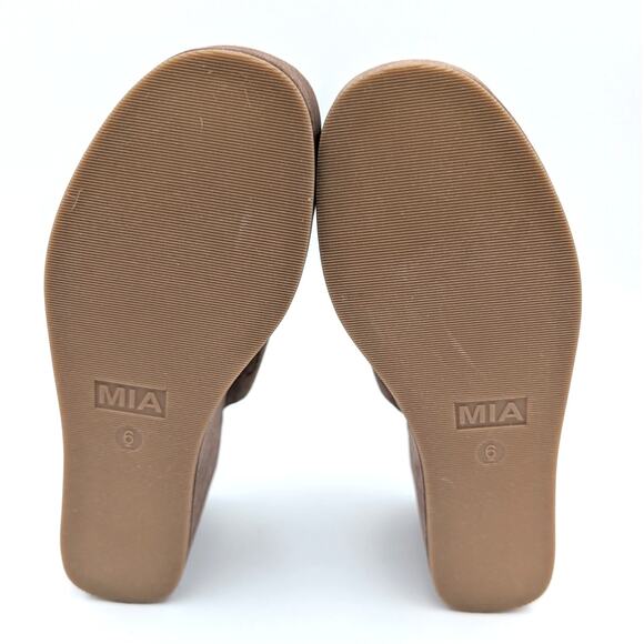Mia Reta Platform Wedge Slide Sandal Cutouts Women's Brown Size US6 - Picture 8 of 11